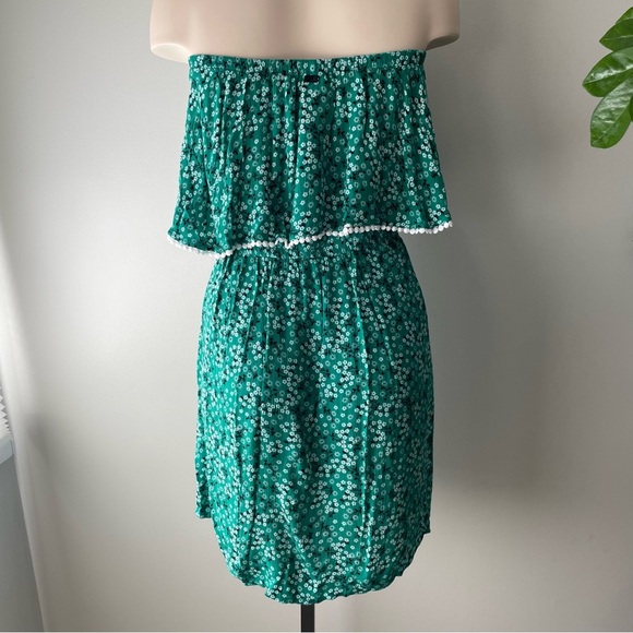 Tropik Off Shoulder Floral Mini Dress Coverup Green Beach Green Size Medium - Picture 2 of 9